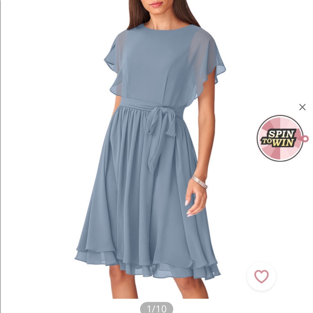 Azazie Alejandra Bridesmaid dress dusty blue size A4